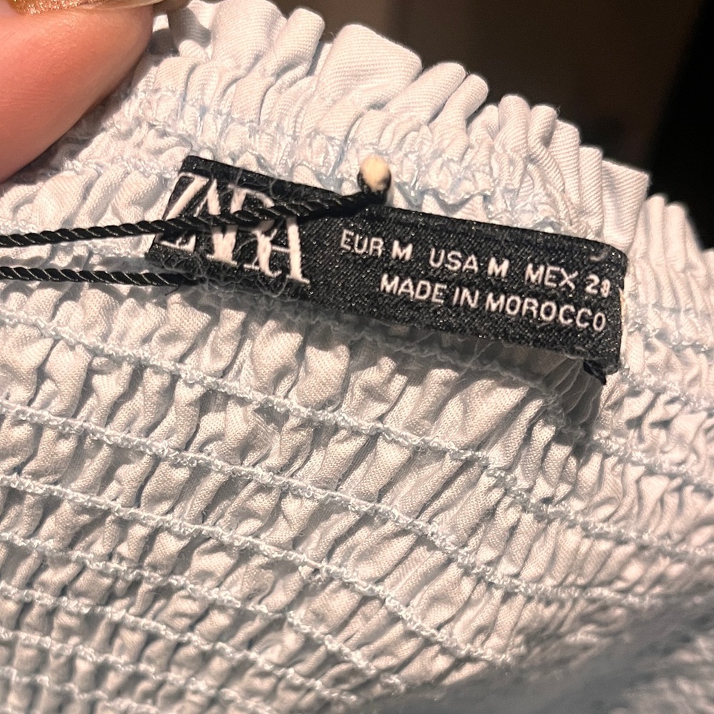 Zara Baby Blue Smocked Tiered Maxi Dress Size medium - Picture 5 of 6